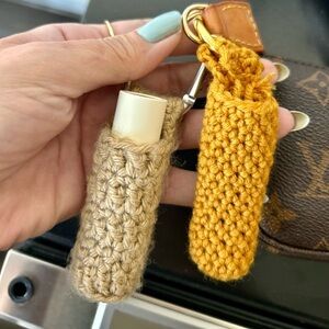 Handcrafted Crochet Keychain lip balm holder